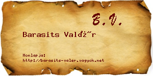 Barasits Valér névjegykártya